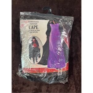 Hooded Black Velveteen Cape Halloween Costume theater dress up one size